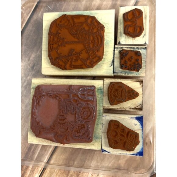 (#2) STAMPIN' UP! SNOW ANGELS Wood Mount Rubber Stamp set BALL COCOA MITTEN MAN - Picture 5 of 5